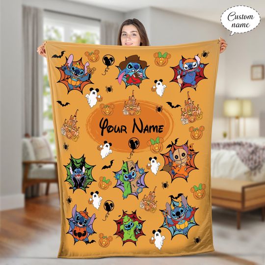 Discover Custom Mickey and Friends Halloween 2025 Blanket, Custom Disneyland Spooky Season Blanket