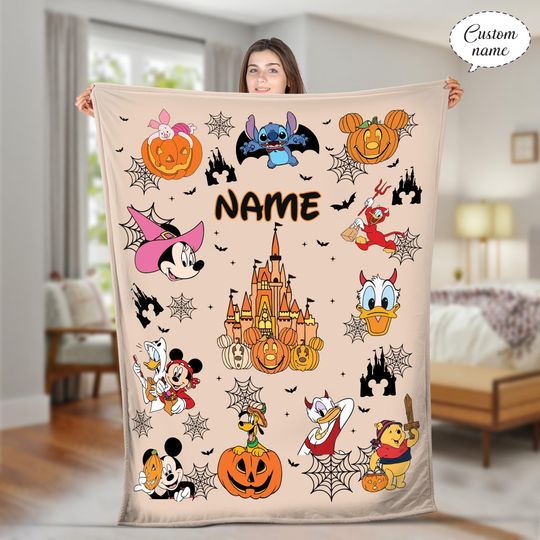 Discover Personalized Mickey and Friends Halloween 2025 Blanket, Custom Disneyland Spooky Season Blanket