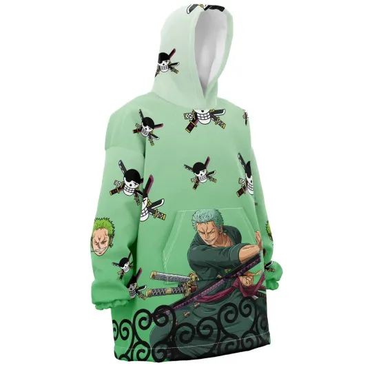 Discover Zoro Pattern One Piece Pirates Oversized Blanket Hoodie
