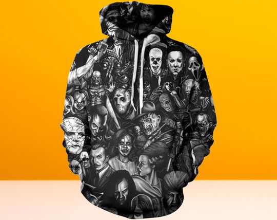 Discover Lover Horror Character Halloween Hoodie 3D, Movie Scream Freddy Jason 3D Hoodie, More Kids 3D Hoodie, Halloween Hoodie 3D.