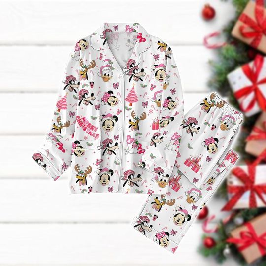 Mickey And Friends Christmas Pajamas Set, Disney Movie Holiday Pajamas, Minnie Mouse Women Kids Pajamas, Xmas Cartoon Pjs, Xmas Gifts