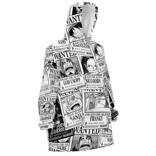 Straw Hat Wanted Pattern One Piece Pirates Oversized Blanket Hoodie