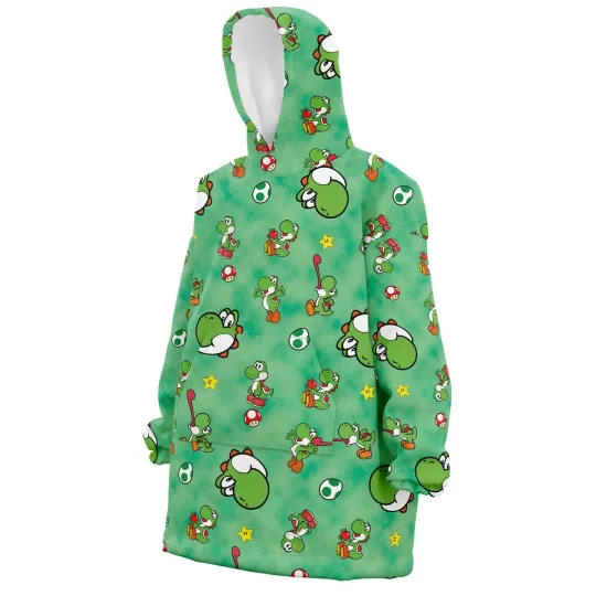 Yoshi Pattern Mario Bros Nintendo Oversized Blanket Hoodie