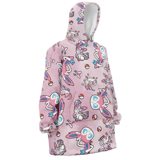 Sylveon Pattern PKM Oversized Blanket Hoodie