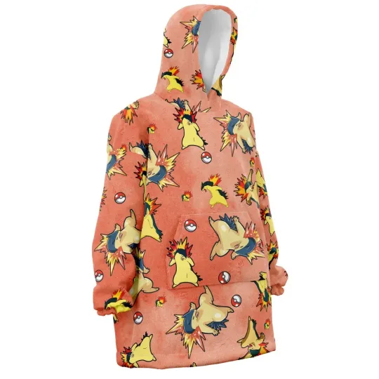 Typhlosion Pattern PKM Oversized Blanket Hoodie