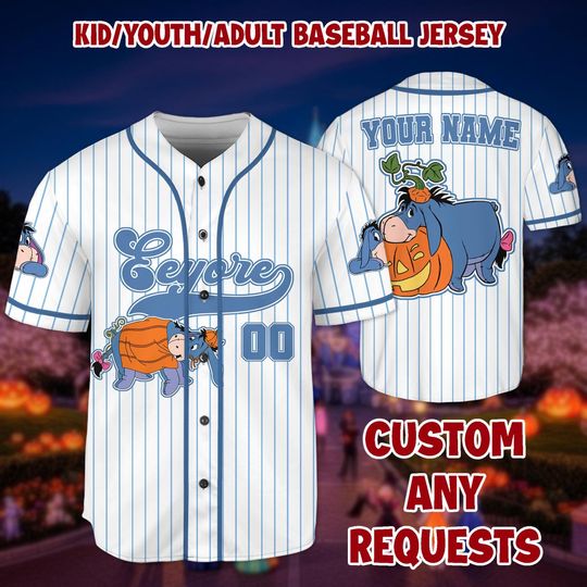 Discover Custom Eeyore Halloween Jersey: Personalized Kids Birthday Shirt