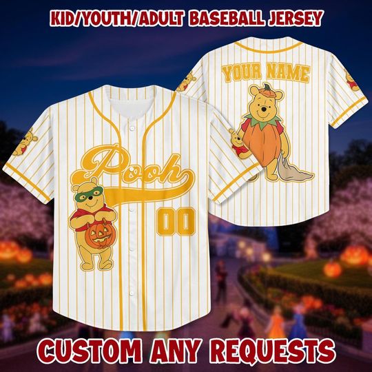 Discover Custom Pooh Boo Halloween Jersey: Personalized Kids Birthday Shirt