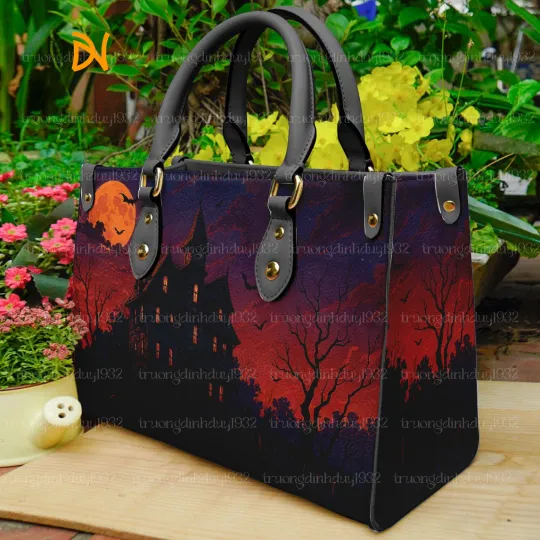 Discover Halloween Haunted House Crossbody Bag Gothic Castle Moon Spooky Handbag