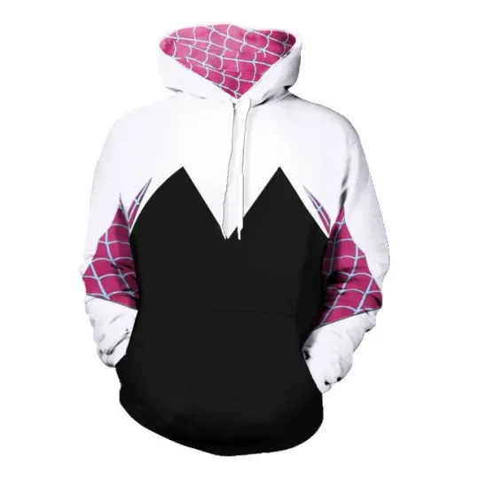Adult Spiderman Into the Spider Verse Gwen Stacy Hoodie Cosplay Pullover