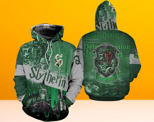 Hogwarts Castle Slytherin House Hoodie 3D, Slytherin House 3D Hoodie
