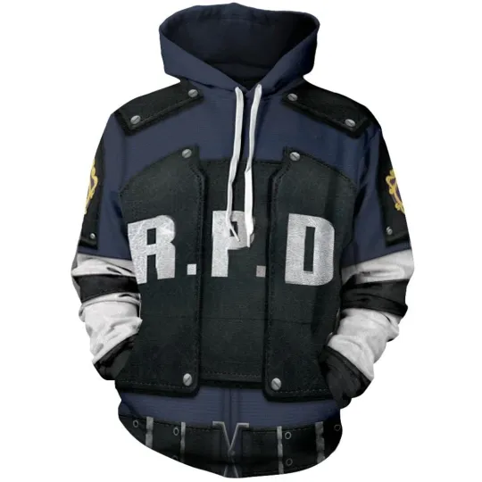 Leon Scott Kennedy Police Cosplay Hoodie Biohazard Re:2 Resident Evil Pullover