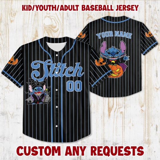 Discover Custom Stitch Halloween Jersey: Personalized Kids Birthday Shirt