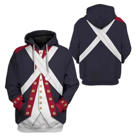 Discover American Revolutionary War Print Hoodie Hooded Pullover Sweatshirt Coat Jakcet