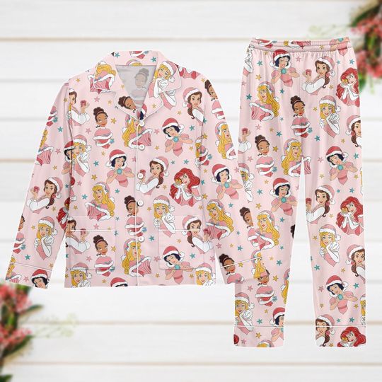 Discover Vintage Disney Princess Christmas Pajamas, Ariel Belle Jasmine Cinde Pajamas, Disney Trip Pjs, Christmas Gift