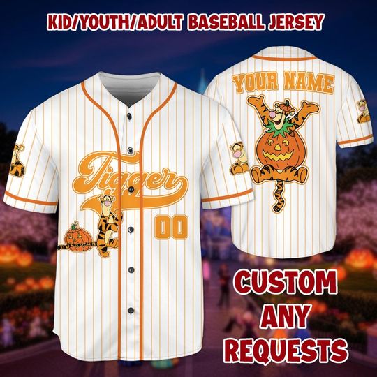 Discover Custom Tigger Halloween Jersey: Personalized Kids Birthday Shirt