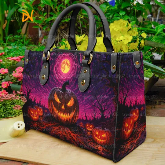 Discover Halloween Jack O’Lantern Handbag – Gothic Pumpkin Crossbody Shoulder Bag for Wom