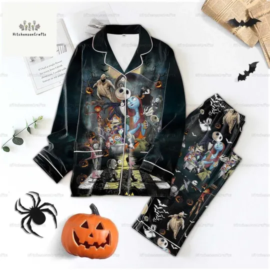 Halloween Nightmare Before Christmas Abbey Road Pajama Set with Jack Skellington