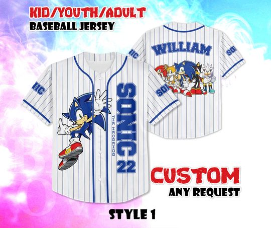 Discover CUSTOM Sonic Baseball Jersey, Personalized Sonic the Hedgehog Jersey Shirt, Sonic the Hedgehog Baseball Fan Lover Gift