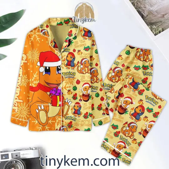 Discover Cartoon Christmas Charmander Fire Pajamas Set