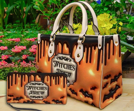 Discover Halloween Personalized Leather Handbag, Halloween Handbag, Shoulder Bag