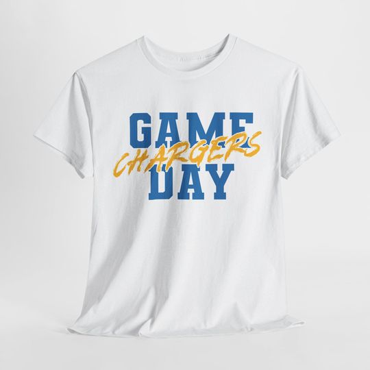 Discover GAME DAY Los Angeles Football Shirt, Chargers Fan Tee, Blue and Gold Game Day Top, Los Angeles Chargers Tailgating Shirt