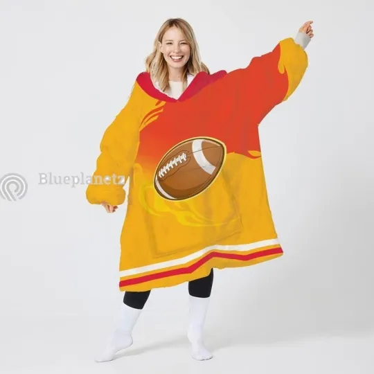 Discover Personalized Football Team Hoodies Blanket Wearable Hoodies Blanket Kids, Size