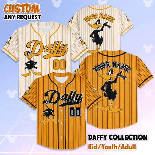 Personalized Daffy Duck Baseball Jersey, Custom Looney Tunes Shirt, Funny Cartoon Outfit, Gift for Daffy Fans & 90s Kids