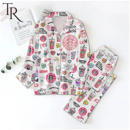 Discover The Famous Logo Coffee But First Coffee Pajamas Set