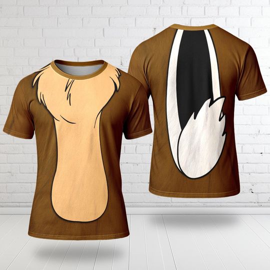 Chip N Dale Costume T-Shirt, Chip Rescue Rangers Character All Over Print Shirt