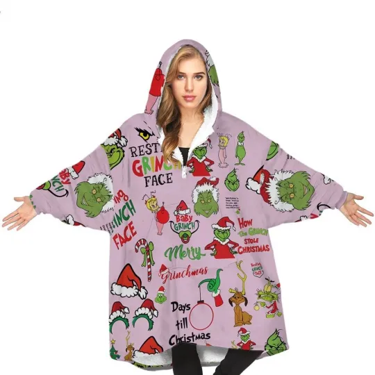 Discover Grrrrin Blanket Hoodie, Christmas Grin Blanket Hoodie, Christmas Gift Kids