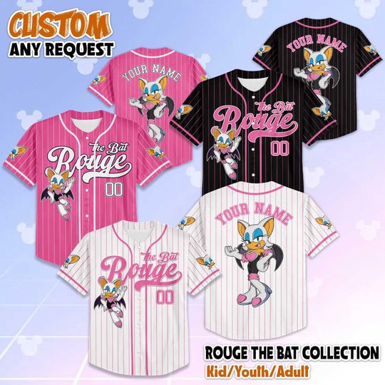 Discover Personalized Rouge the Bat Collection Baseball Jersey, Custom Sonic The Hedgehog Shirt, The Hedgehog Baseball Team Outfit, Gift For Fan