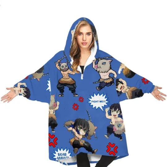 Discover anime demon Blanket Hoodies, Gifts for Friends, Xmas Gifts Kids