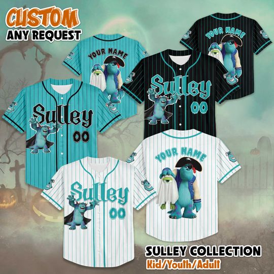 Personalized Disney Monster Inc James Sullivan Baseball Jersey, Sulley Baseball Jersey, Birthday Gift for Monster Inc Fans Family Jersey