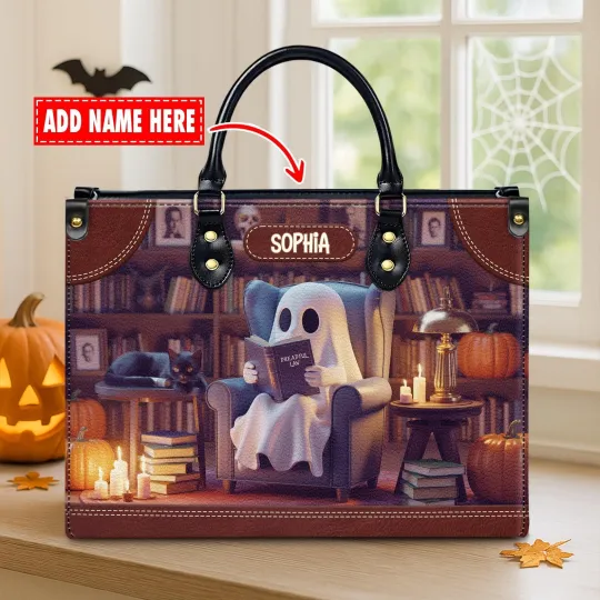 Discover Personalized Leather Handbag Custom Name, Halloween Gift, Gifts for Women