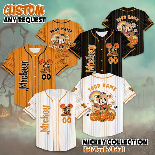 Discover Custom Mickey Mouse Halloween Baseball Jersey, Disney Mickey and Friends Shirt, Halloween Town Outfit, Gift for Disney Fans