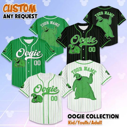 Discover Personalized Oogie Boogie Baseball Jersey, Custom Nightmare Before Christmas Jersey Shirt, Halloween Town Outfit, Gift for Disney Fans