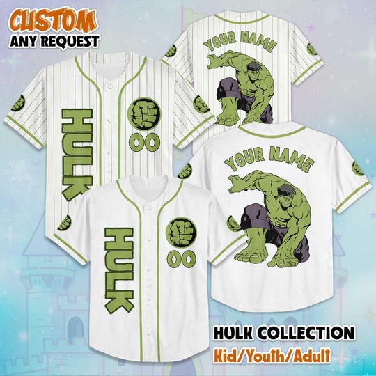 Custom the Hulk Baseball Jersey, Disney The Avengers the Hulk Jersey for Disney Fans, Disney Baseball Team Outfit