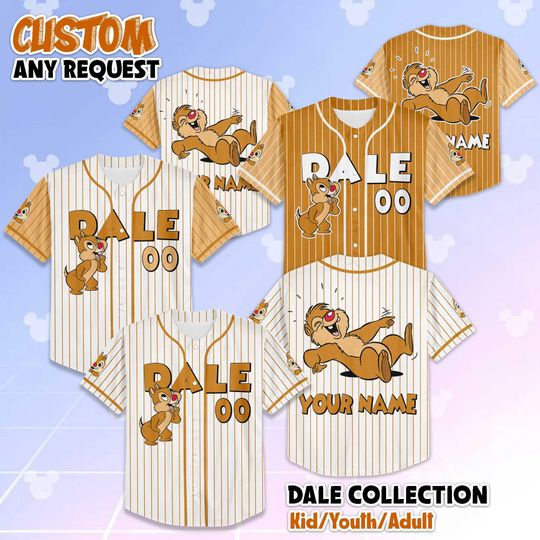 Discover Personalized Dale Collection Baseball Jersey, Custom Disney Chip and Dale Jersey, Disney Baseball Team Outfit, Gift for Fans