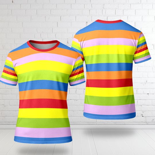 Discover Inside Out 2 3D T-Shirt, Riley Rainbow All Over Print Shirt, Inside Out Characters Costume T-Shirt, Joy Sadness Disgust Cosplay Costume Tee