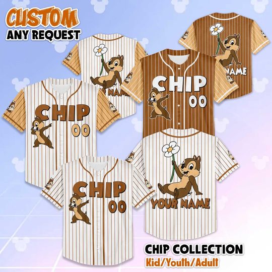 Discover Personalized Chip Collection Baseball Jersey, Custom Disney Chip and Dale Jersey, Disney Baseball Team Outfit, Gift for Fans