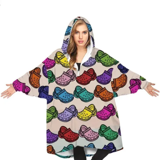 Discover Personalized Croccc Wearableee Blanket Hoodie, Clogs Blanket Hoodie Kids