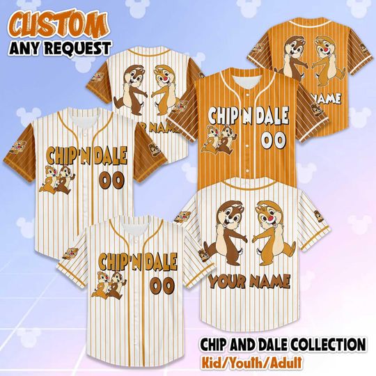 Personalized Chip and Dale Baseball Jersey, Custom Disney Chip and Dale Jersey, Disney Outfit, Gift for Fans