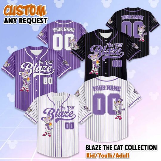 Discover Personalized Blaze the Cat Baseball Jersey, Custom Sonic The Hedgehog Jersey Shirt, The Hedgehog Baseball Team Outfit, Gift For Fan