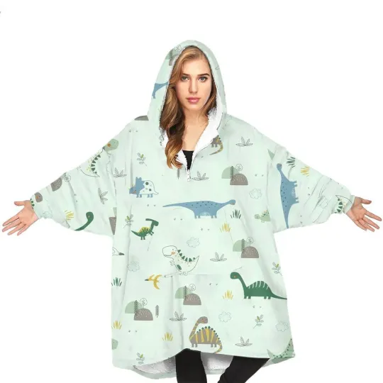Discover Personalized Dinosaur Blanket Hoodie Kids Birthday Gifts Kids, One Size
