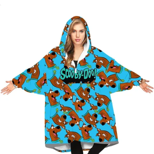 Discover Sc00by D00 Blue Character AOP Blanket Hoodie Boys Kids, Size One Size