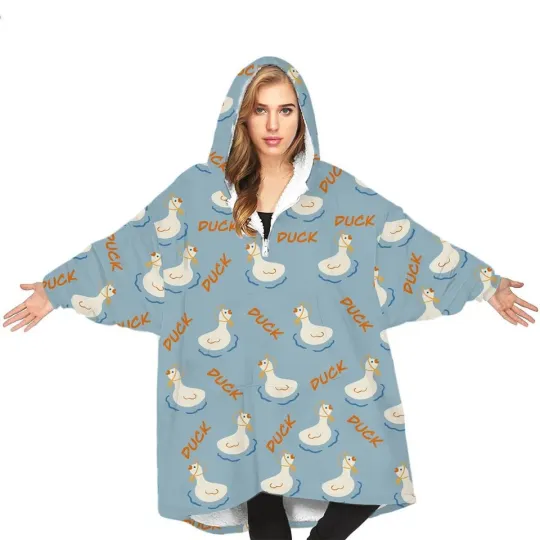 Discover Personalized Lazy Duck Fleeceee Blanket Hooded Unisex, Blanket Hoodies