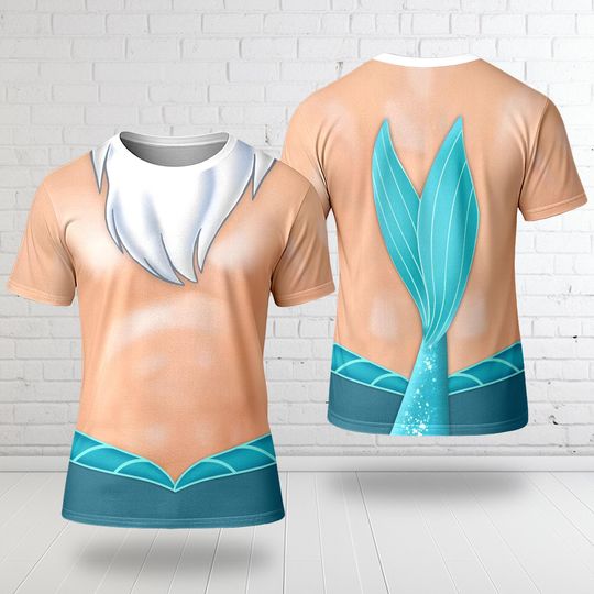 Discover Mermaid King Costume Cosplay 3D T-Shirt, Little Princess Mermaid's Dad Costume