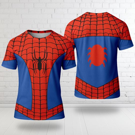 Discover Spider Costume Men 3D T-Shirt, Spider Hero Halloween Party Shirt