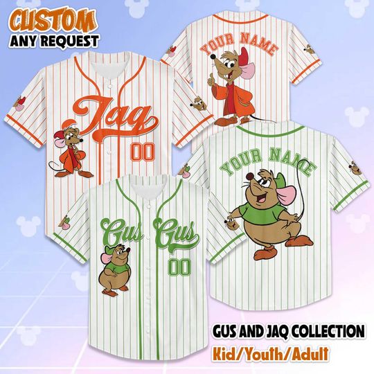 Discover Personalized Gus and Jaq Baseball Jersey, Custom Disney Princess Cinde Shirt,  Custom Disney Mouse Jersey, Gift for Fans