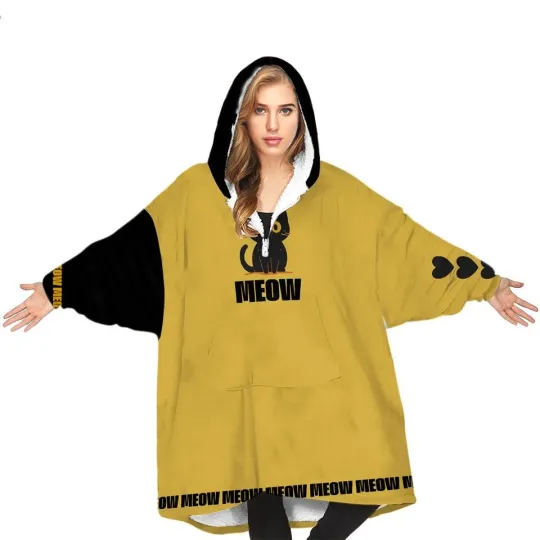 Discover Tokyo Cat Hoodie Blanket | Wearable Blanket